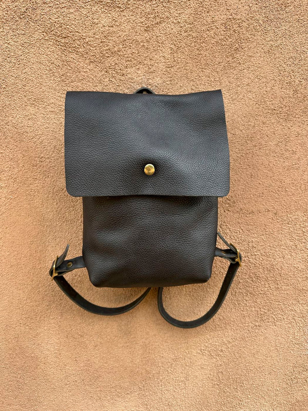 Black Pebble Grain Leather Backpack
