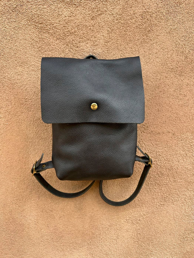 Black Pebble Grain Leather Backpack