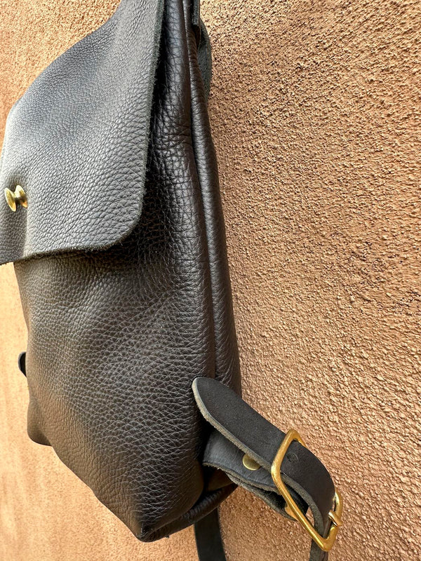 Black Pebble Grain Leather Backpack