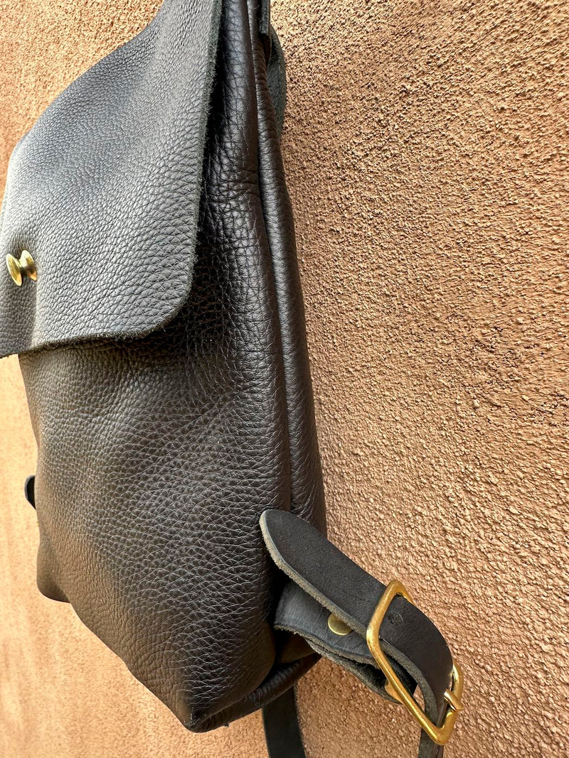 Black Pebble Grain Leather Backpack