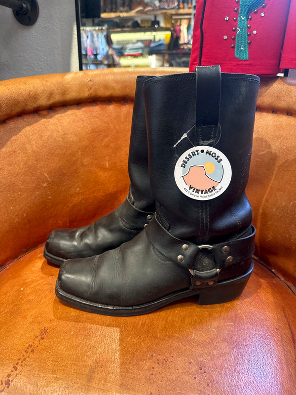 1980's Cowtown Black Engineer Boots, 9D