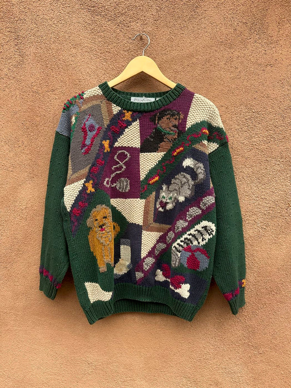 Puppies and a Kitten Hand Knit Sweater, Signature by Northern Isles - as is