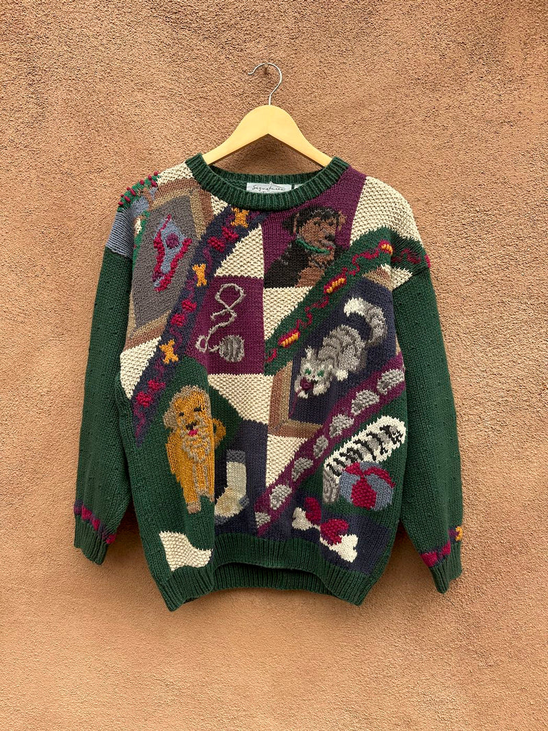 Puppies and a Kitten Hand Knit Sweater, Signature by Northern Isles - as is