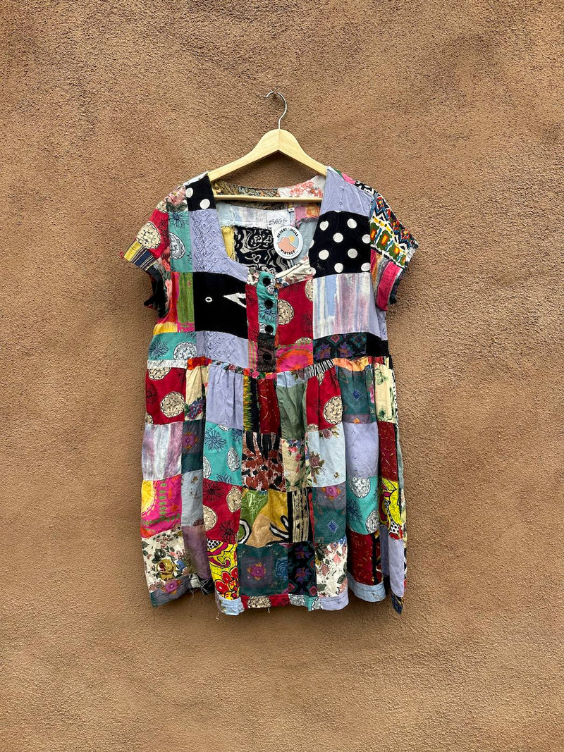 90's Patchwork Sage Cotton Dress