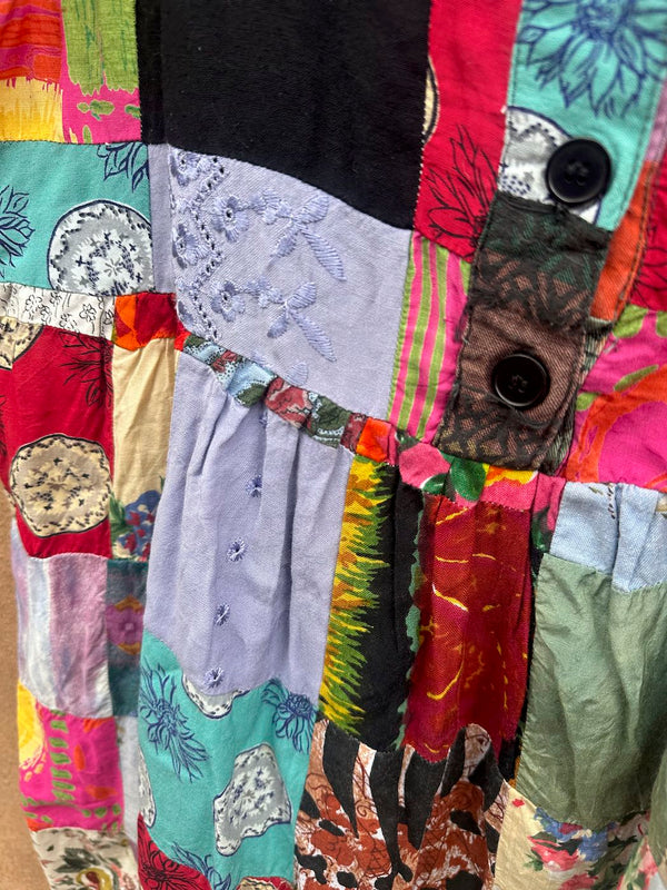 90's Patchwork Sage Cotton Dress