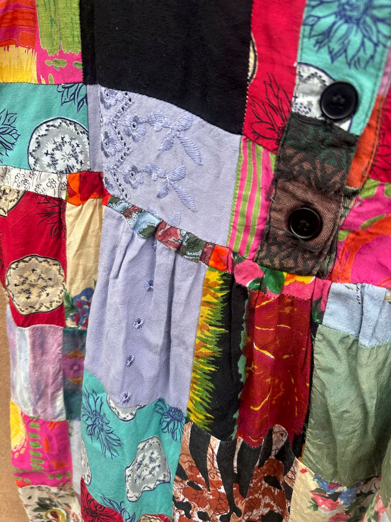 90's Patchwork Sage Cotton Dress