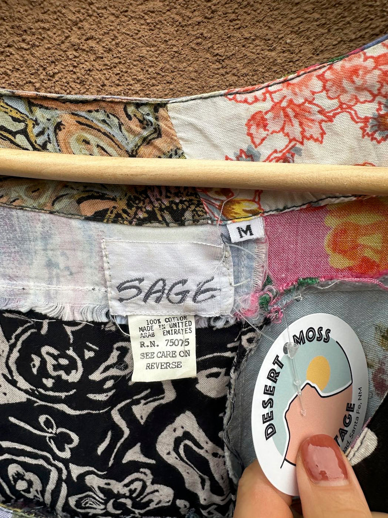 90's Patchwork Sage Cotton Dress