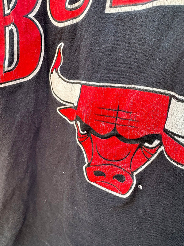 90's Chicago Bulls Hooded Long Sleeve T-shirt, Jostens