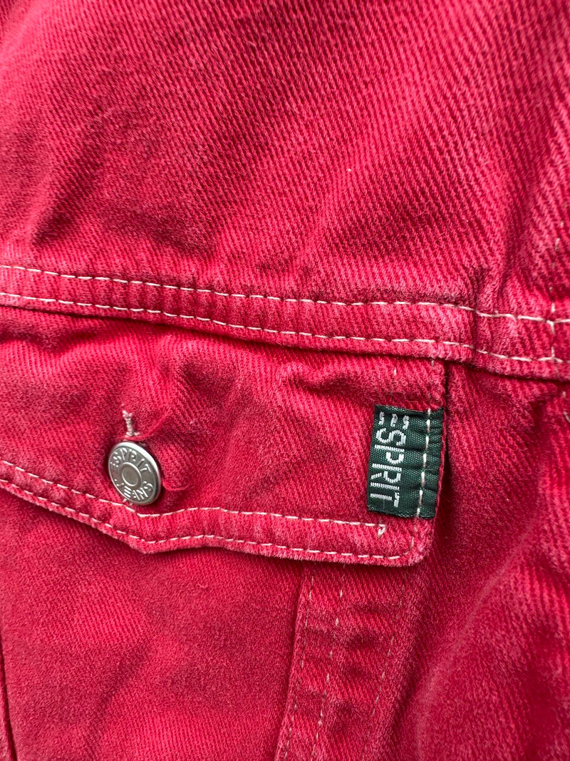 1980's Red Esprit Denim Vest, Made in USA