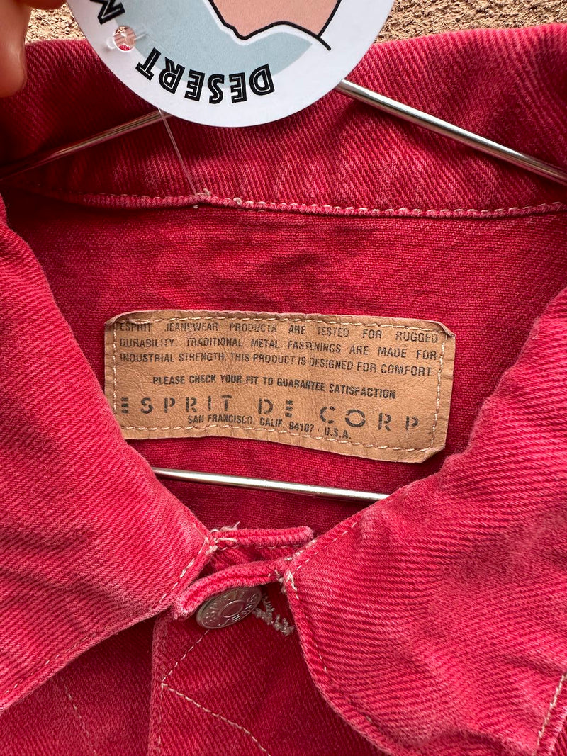 1980's Red Esprit Denim Vest, Made in USA