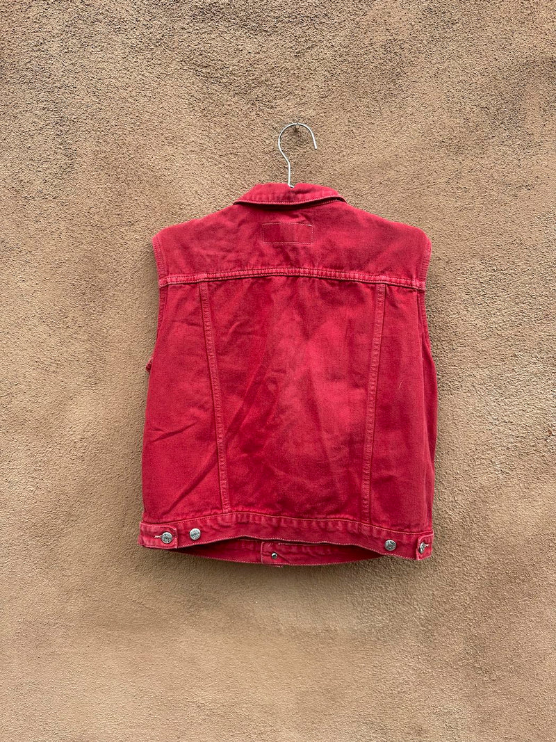 1980's Red Esprit Denim Vest, Made in USA