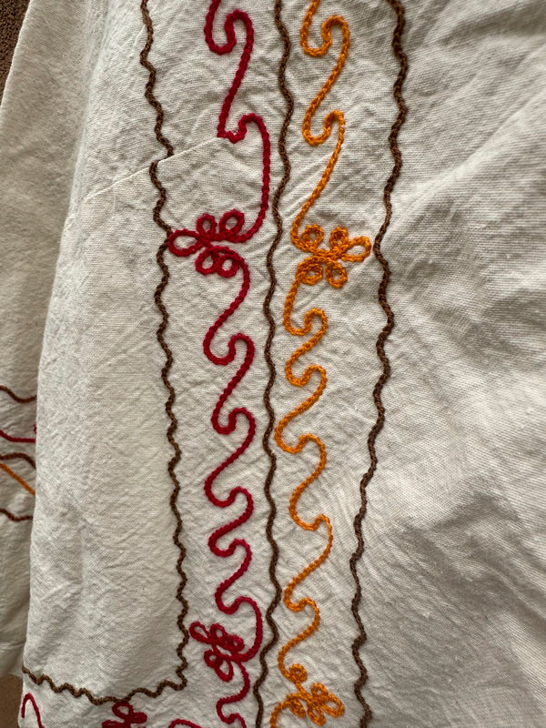 Bohemian Embroidered Cotton Tunic with Pockets