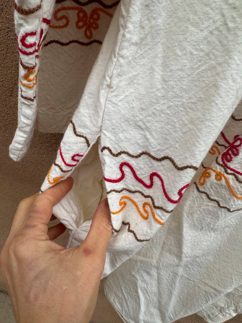 Bohemian Embroidered Cotton Tunic with Pockets