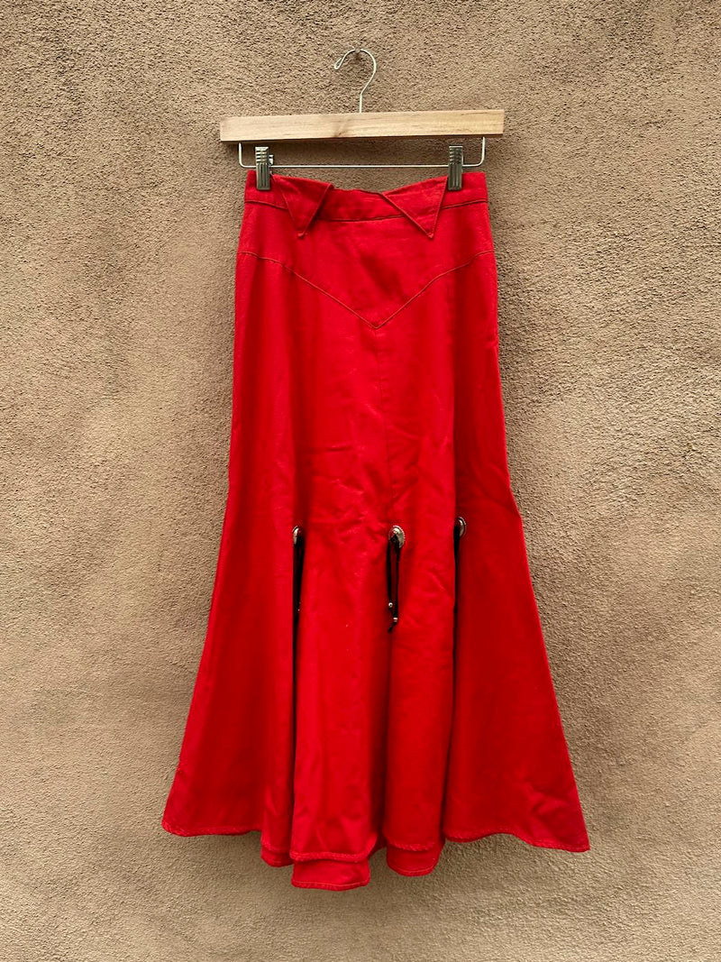 Red Circle T Western Skirt with Conchos