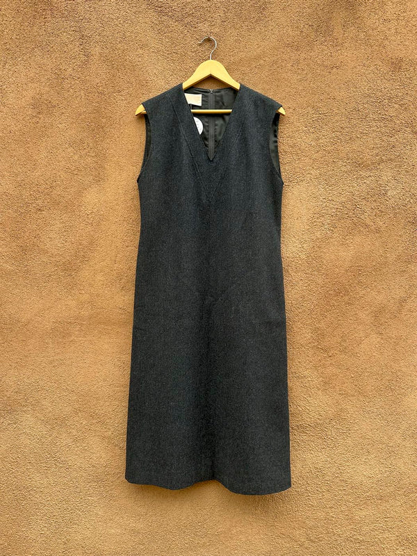 Storm Gray Wool 1980's Pendleton Sleeveless Dress, USA
