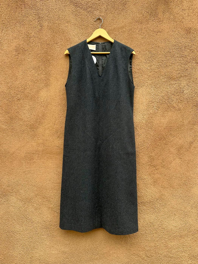 Storm Gray Wool 1980's Pendleton Sleeveless Dress, USA