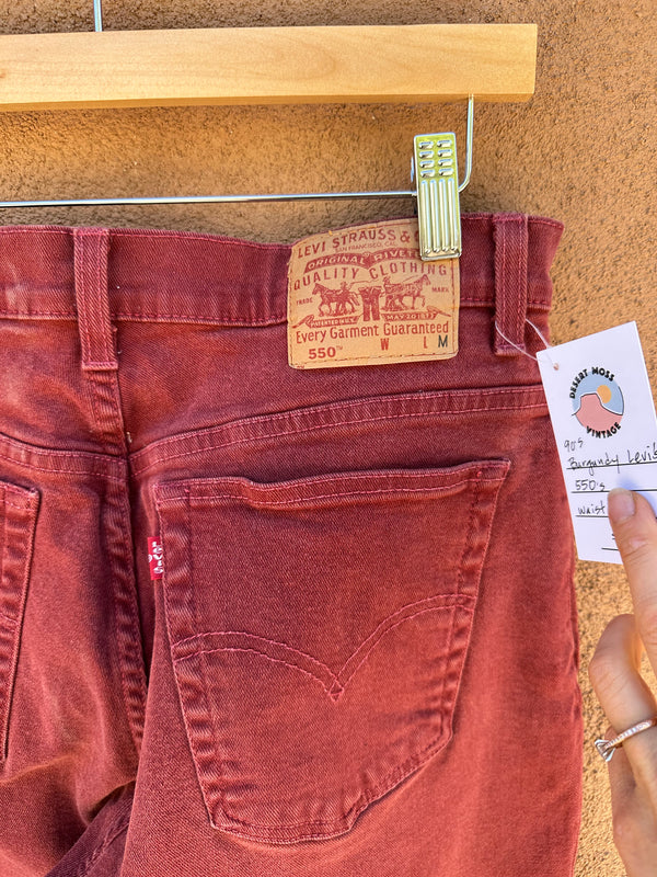 90's Burgundy Levi's 550's, Waist: 31