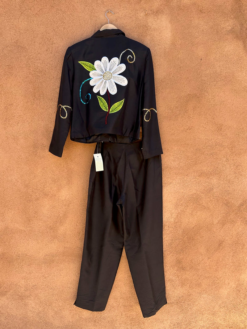 Russell Kemp Silk Outfit with Beaded and Embroidered Flowers, 2-Piece