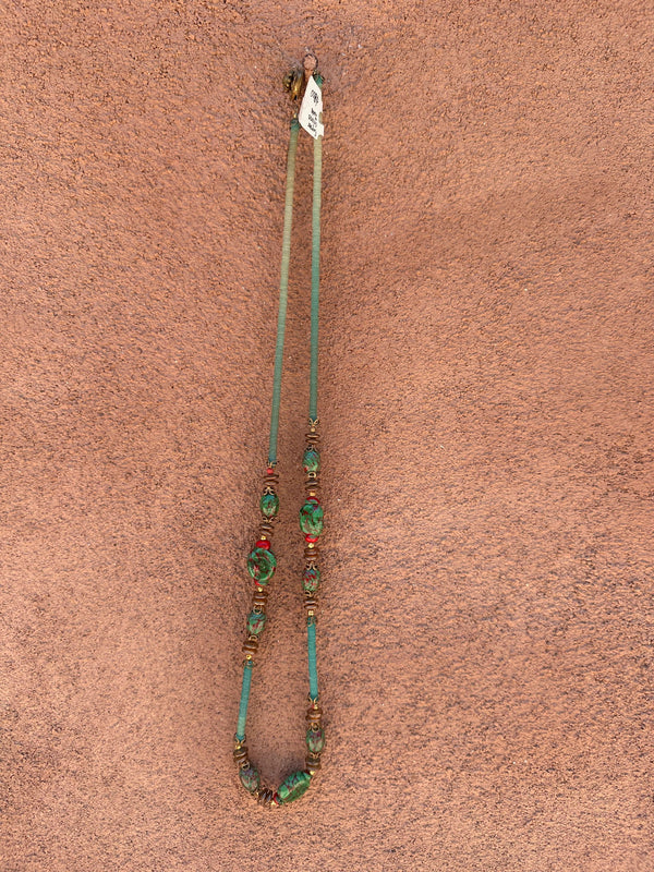 Copper, Glass, and Jade Necklace by Miriam Haskell