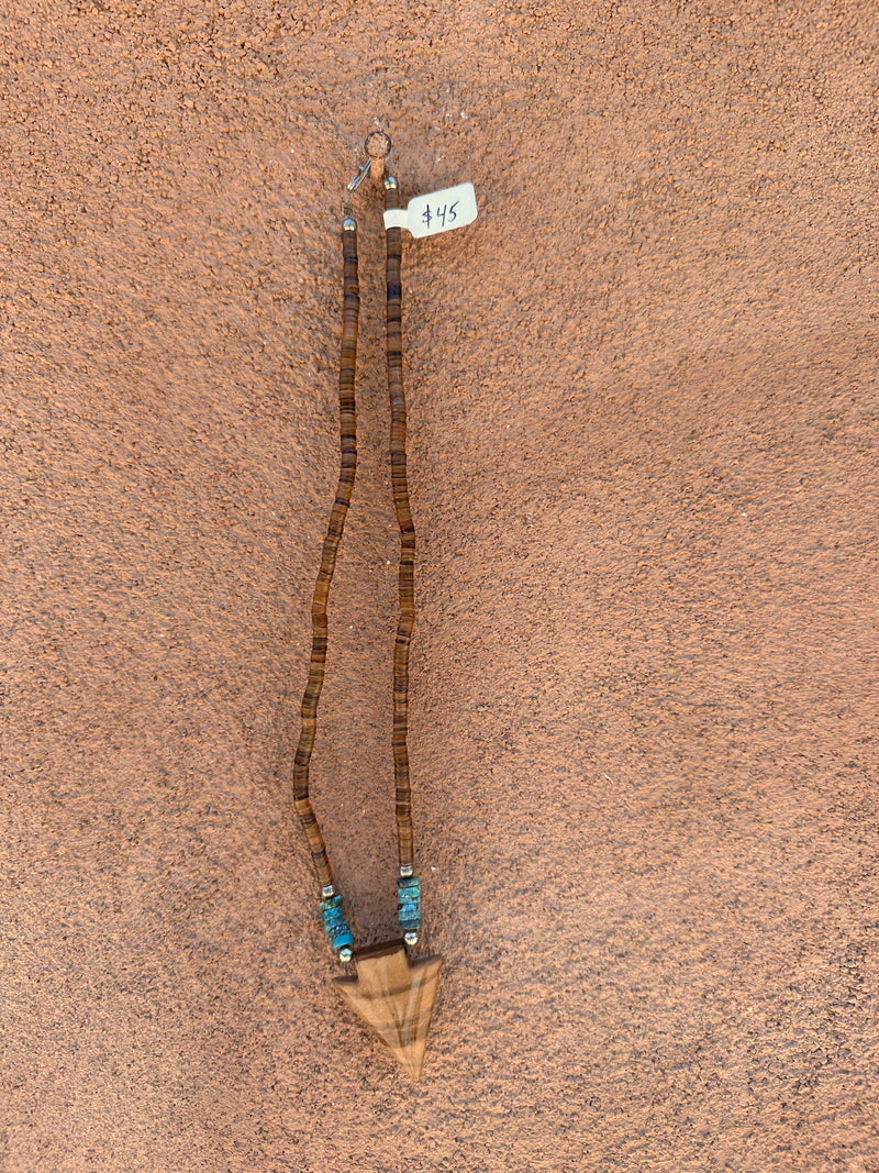 Turquoise & Shell Arrowhead Necklace