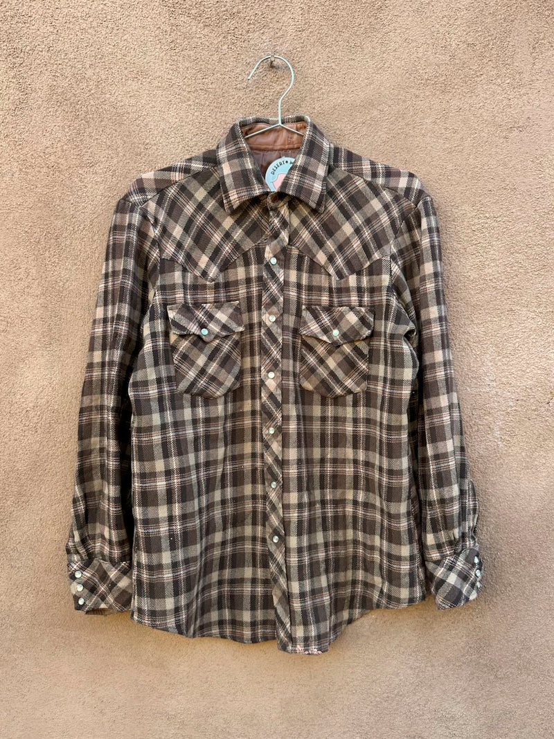 Brown Plaid Pearl Snap 1960's Flannel Shirt