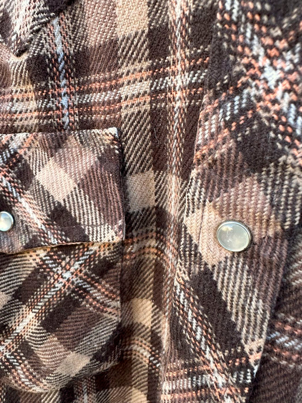 Brown Plaid Pearl Snap 1960's Flannel Shirt