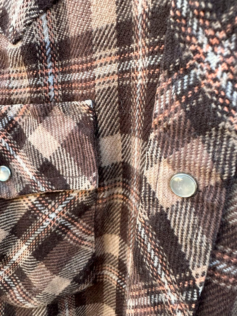 Brown Plaid Pearl Snap 1960's Flannel Shirt