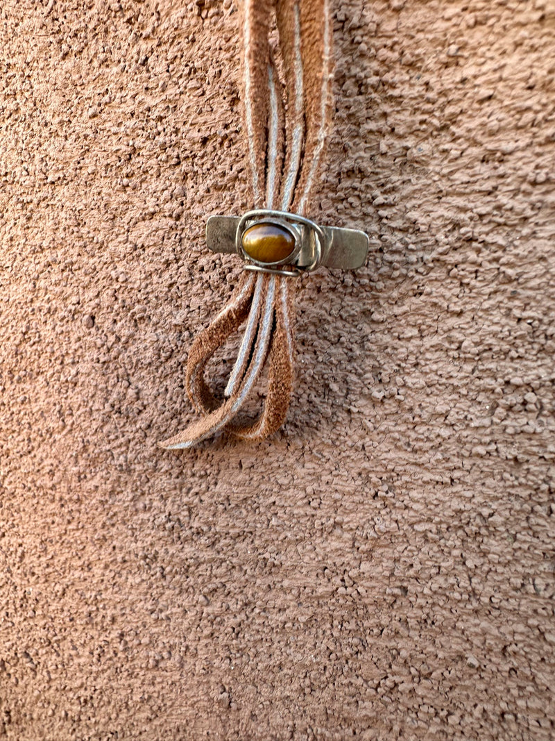 Tigers Eye & Sterling Silver Bolo Tie by Clarence Bailon Santo Domingo