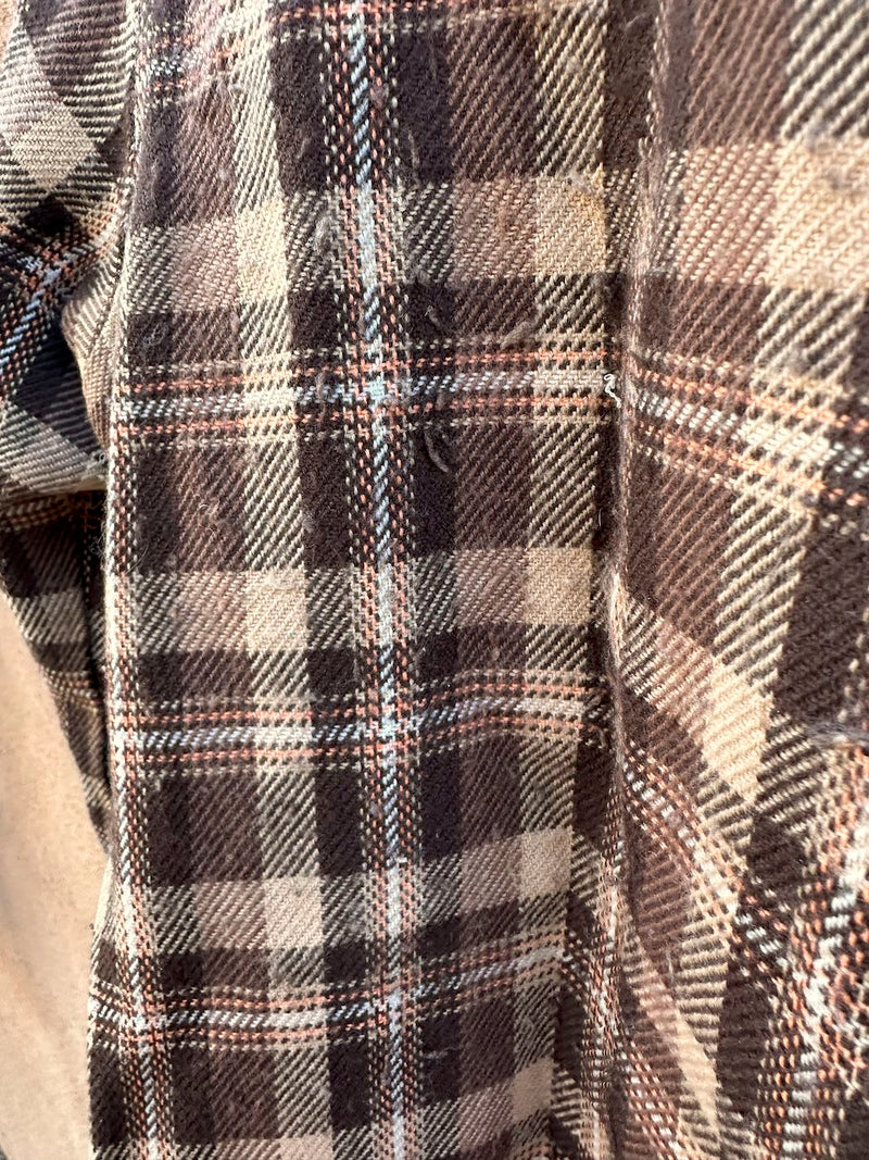 Brown Plaid Pearl Snap 1960's Flannel Shirt