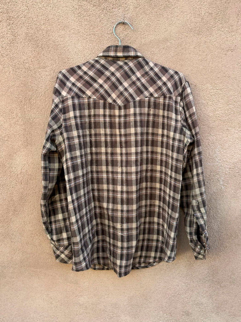 Brown Plaid Pearl Snap 1960's Flannel Shirt