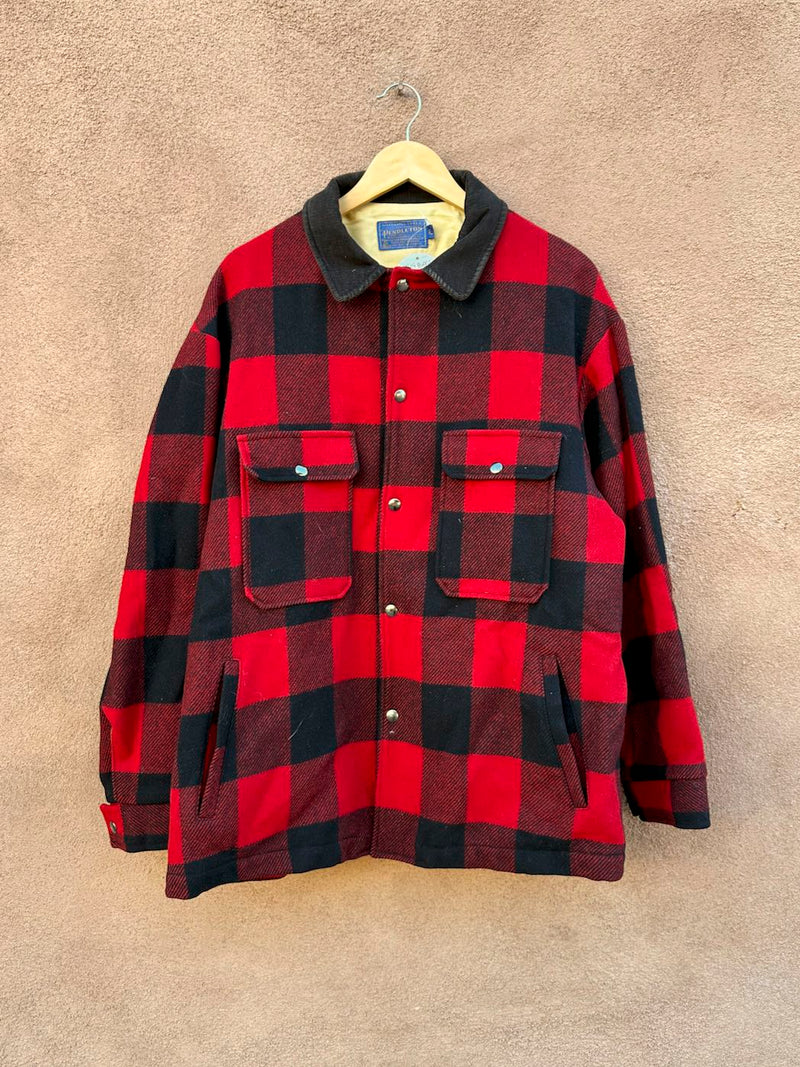 1960's Buffalo Plaid Pendleton Wool Jacket with Corduroy Collar