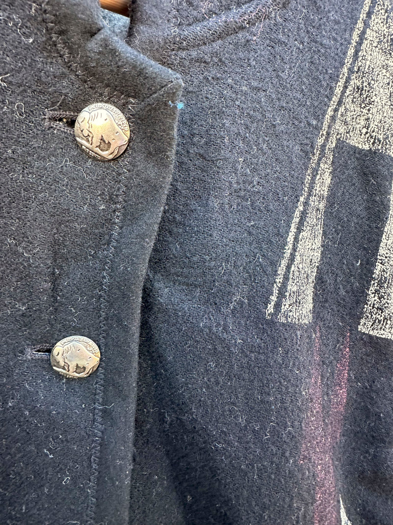 Cropped Wool Blend Southwestern Jacket with Buffalo Nickel Buttons
