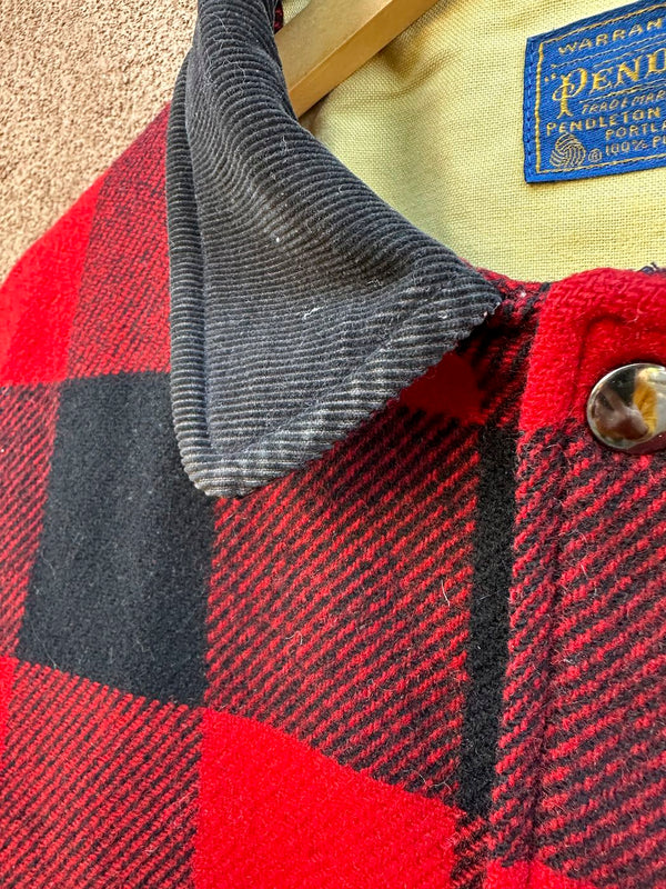 1960's Buffalo Plaid Pendleton Wool Jacket with Corduroy Collar