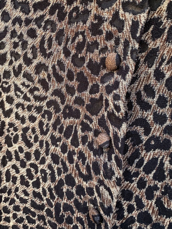 Jaguar Print 1980's Sheer Blouse, S/M?