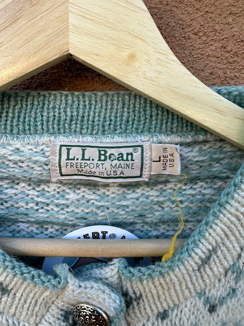 L.L. Bean Cardigan 100% Wool, Made in USA