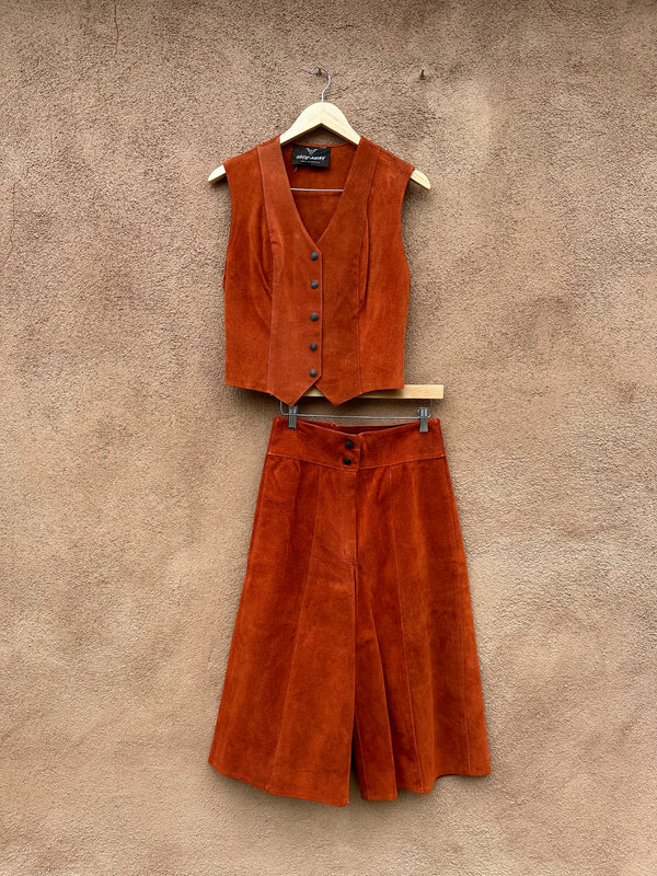 60's Hide Away Suede Vest and Gaucho Pants, 2-Piece