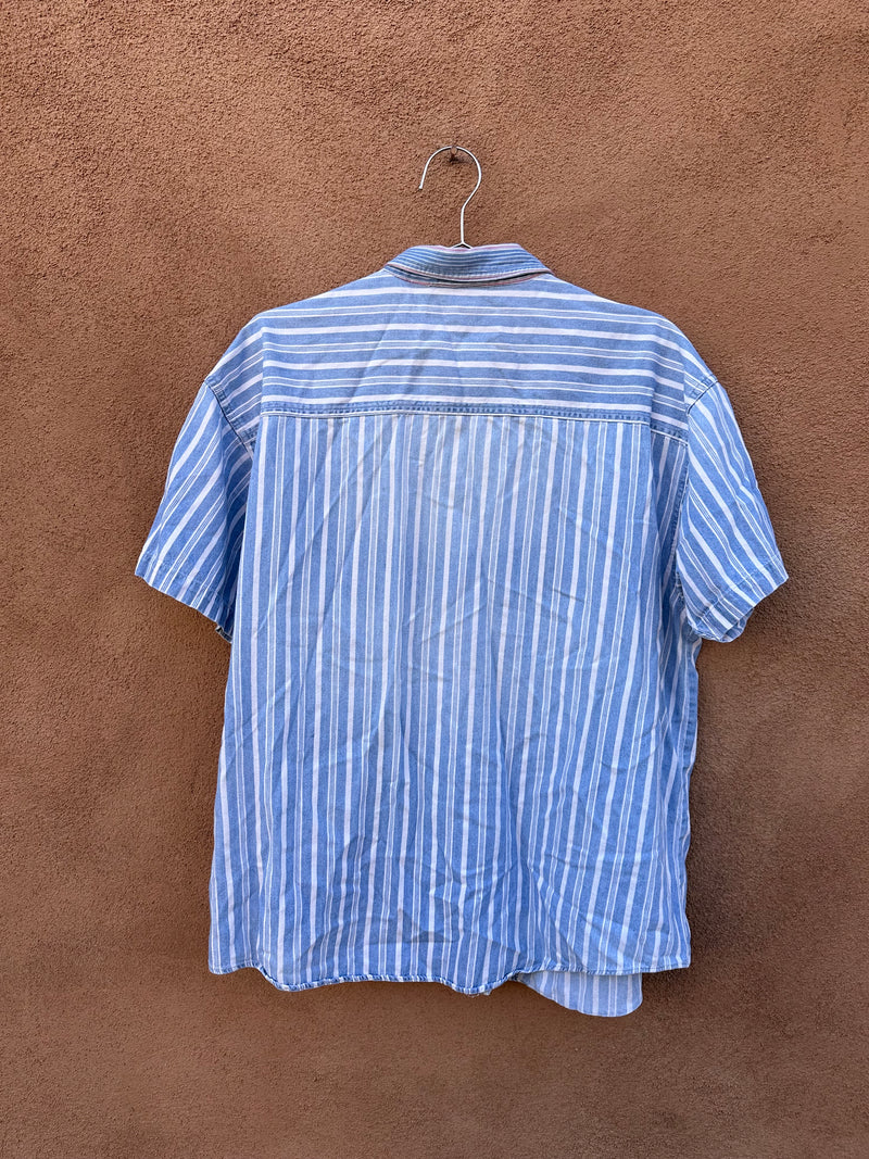 Striped Northwest Blue Cotton Blouse
