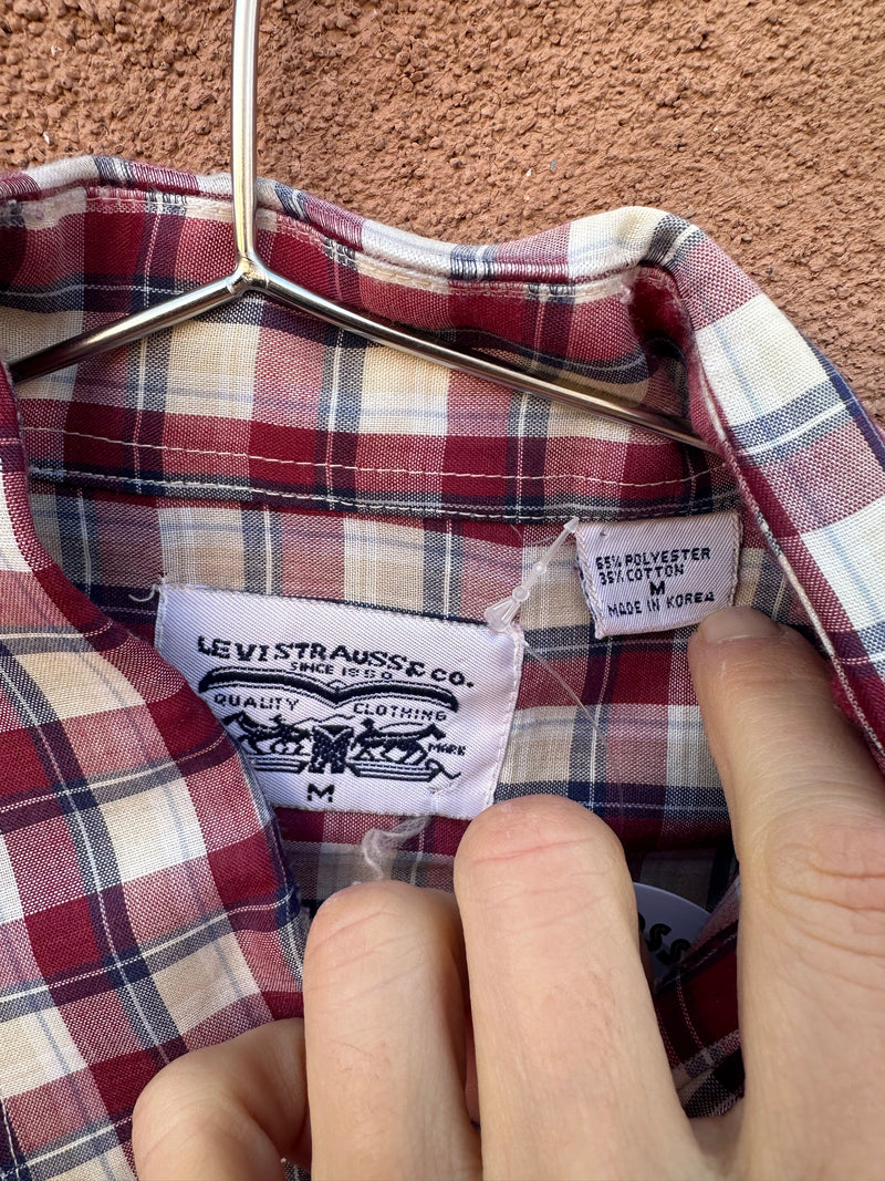 80's Levi's Plaid Pearlsnap Shirt - Brown Tag