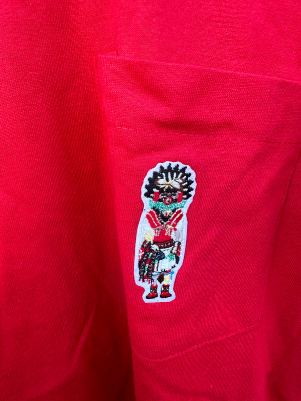 Red Pocket T-shirt with Kachina - Made in USA