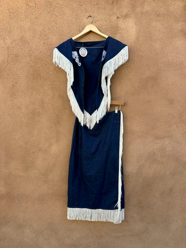 Denim Fringe Two Piece Set - Skirt and Top