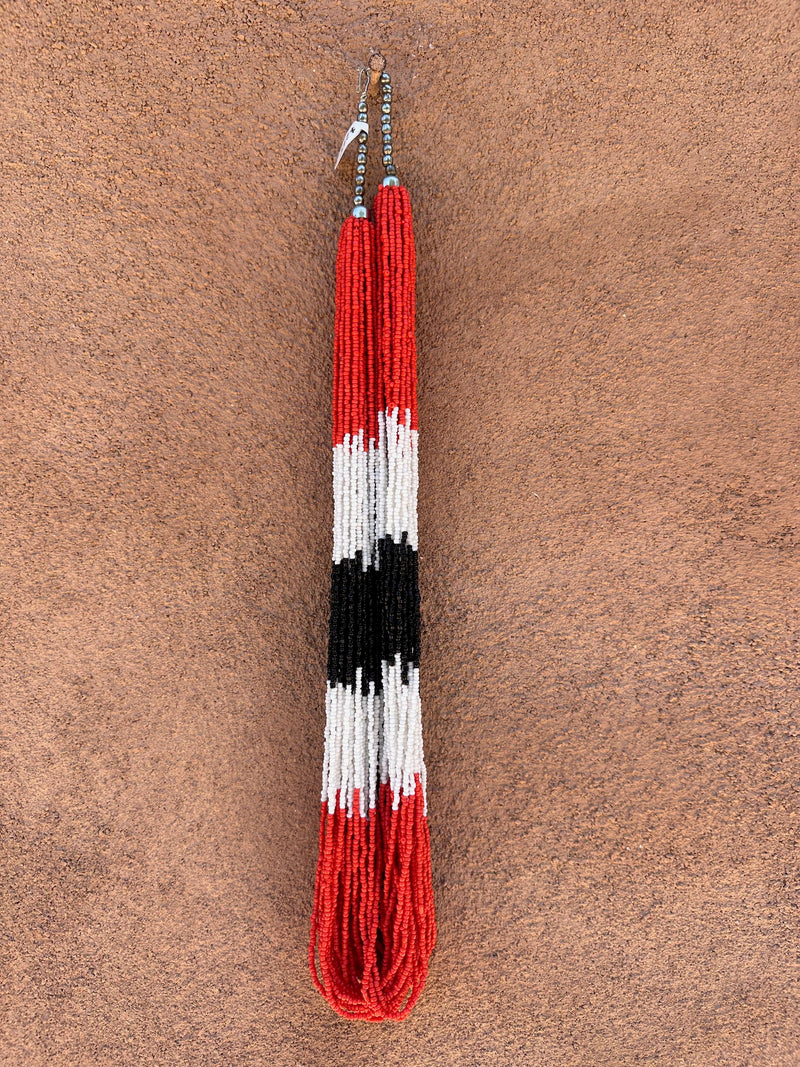 Layered Heishi (Navajo) Necklace - Red, White, Black with Silver