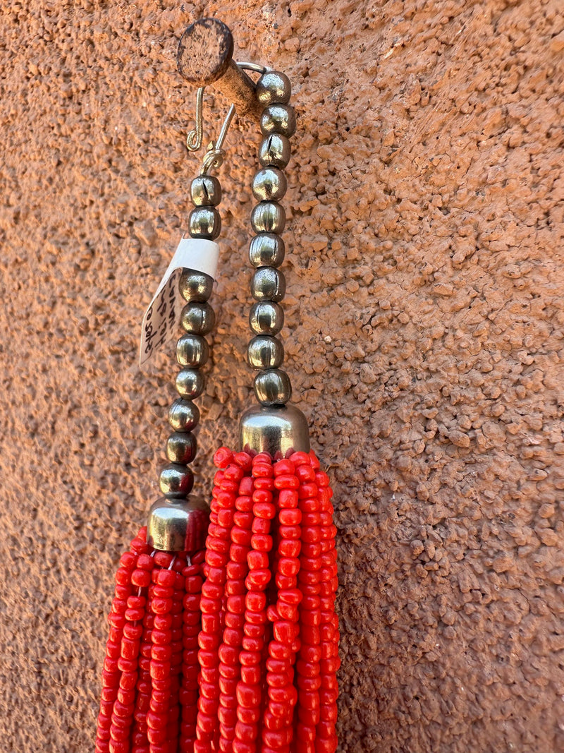 Layered Heishi (Navajo) Necklace - Red, White, Black with Silver