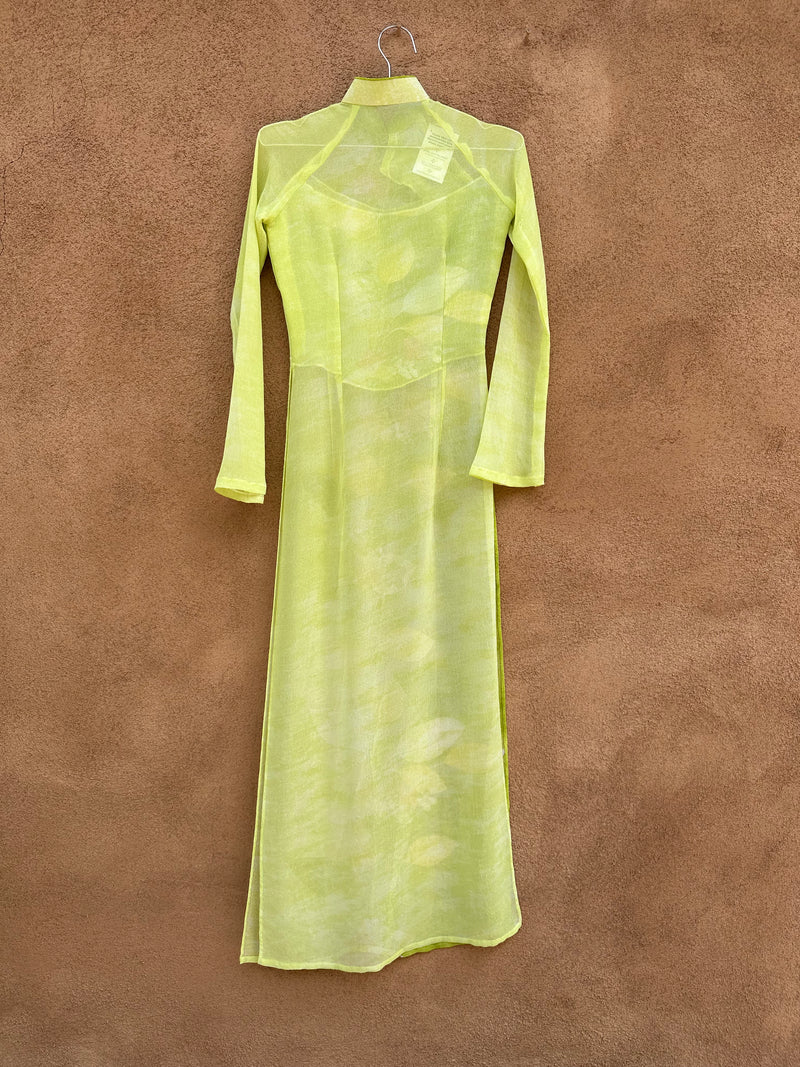 Sheer Green Cheongsam with Long Sleeves