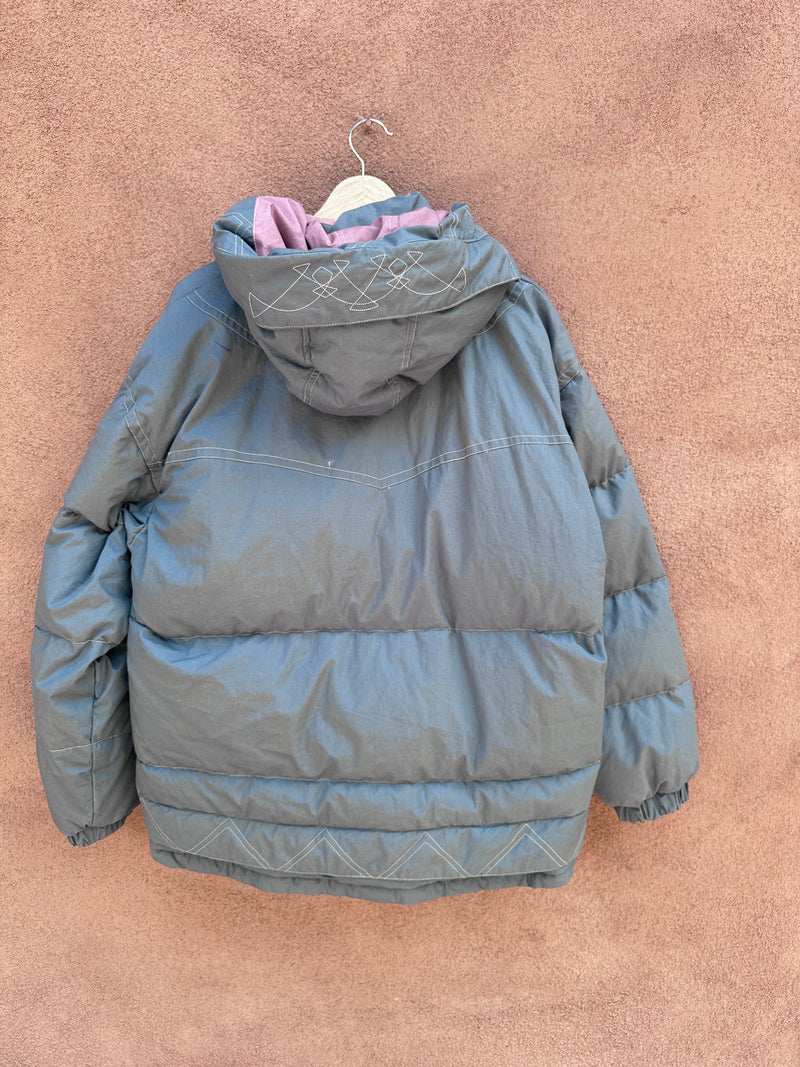 Reversible Duck Down Puffy Jacket with Hood
