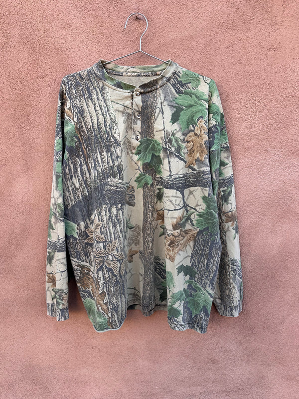 Woodland Camo Henley Long Sleeve T-shirt by Duxbak