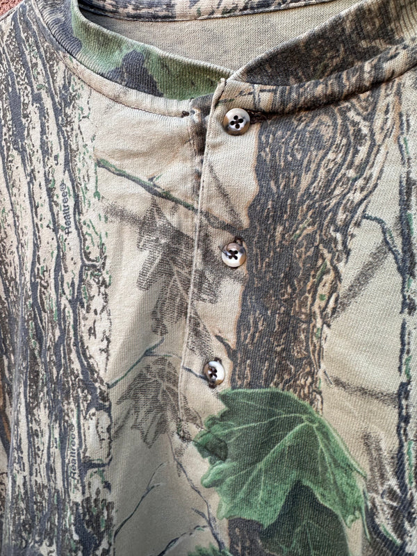 Woodland Camo Henley Long Sleeve T-shirt by Duxbak