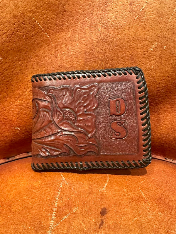 "DS" Hand Tooled Leather Wallet