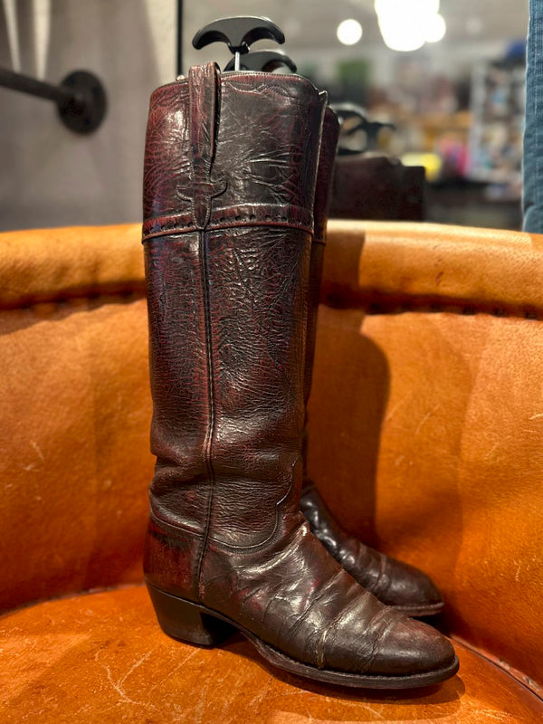 1980's Oxblood Lucchese Stovepipe Boots 6.5C - as is