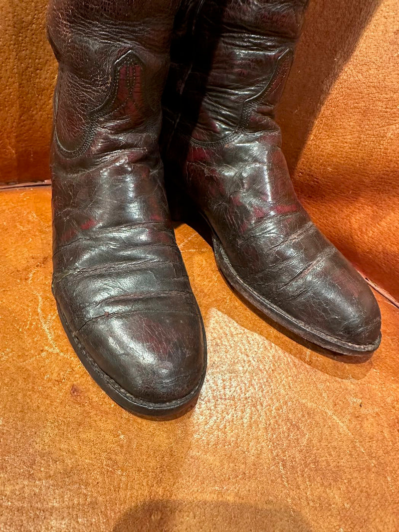 1980's Oxblood Lucchese Stovepipe Boots 6.5C - as is