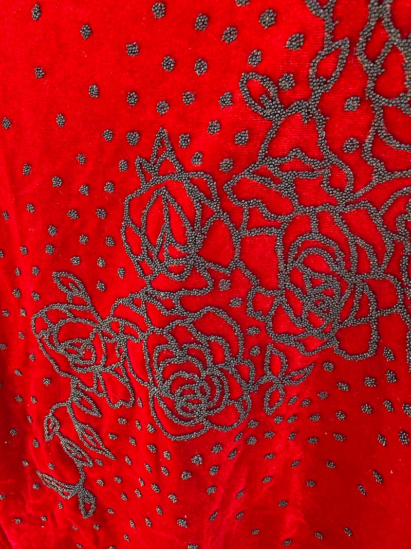 Red Velour 90's Rose Blouse